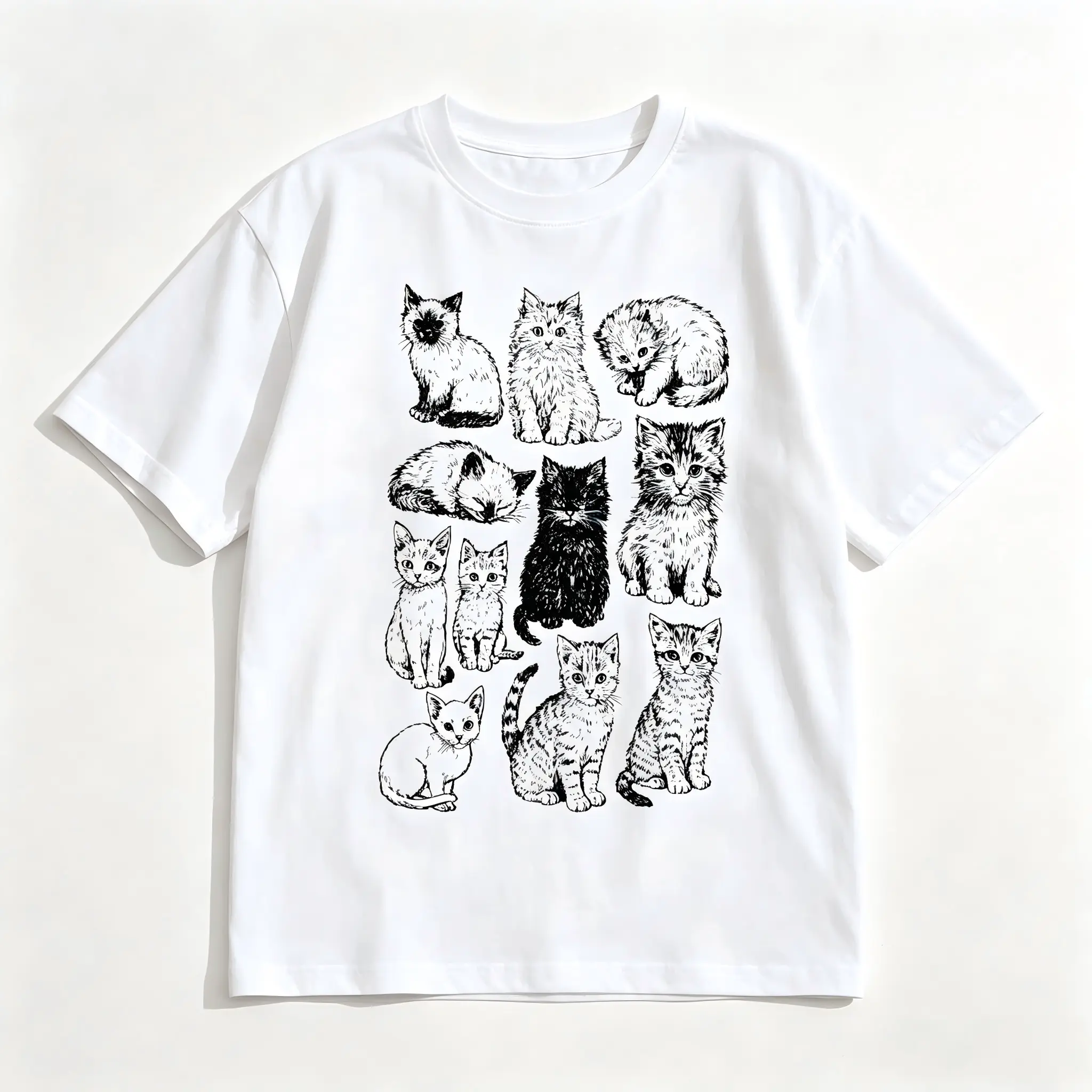 Cats 90s Vintage Tattoo Style Tshirt, Retro Y2k Kitten Shirt, Cat Lovers Gift, Cute Cat Shirts,Nature Unisex Adult Pet Shirt
