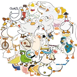 Cute Duck Pattern Sticker, 50pcs/set Waterproof Self Adhesive Decor Paper, Decor Sticker for Gift Greeting Card Water Bottle Laptop Phone Ornaments