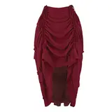 Summerwins Women's Fitted Plain Ruffle Goth High-Low Side Tie Skirt - Hand Wash, Party, Cosplay, Alt Clothes, Halloween Clothes Women, Steampunk Victorian Pirate Costume Bottoms, Alt Formal Wear 6388-D1,sohochic