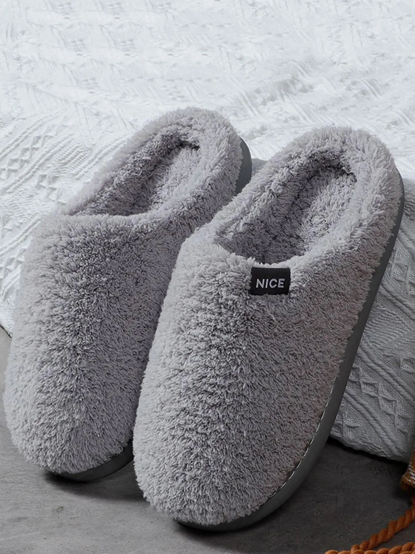 Men's 2024 Simple Plain Soft Fluffy Plush Home Slippers, Casual Non-slip Comfortable Slippers, Warm & Cozy Home Slippers for Fall & Winter, House Shoe