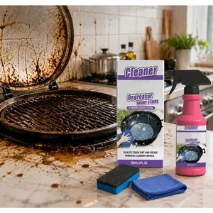 Oven Cleaner: A specialized kitchen cleaning solution designed specifically for ovens and grills. Featuring a powerful formula, it effortlessly removes stubborn, baked-on stains. With its gentle ingredients, it is suitable for use on stovetops, ovens, and