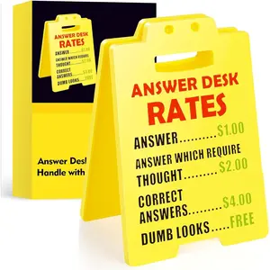 Funny Gag Gifts, Cute White Elephant Christmas Gifts, Answer Desk Rates Sign with Humorous Quotes for Office Decor, Hilarious Desk Signs for Coworkers, Perfect Boss Gifts for Women Men