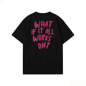 What If It All Works Out Cotton T-shirt Positive Vibes Trendy Pink Oversized Shirt Gift for BFF Manifest Big Words on Back Cute Tee