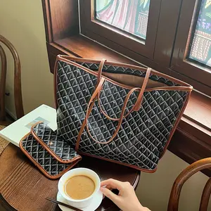 Women's Fashion New Simple Tote Bag Set, Premium tote bag little bag one shoulder handbag large capacity shoulder Shopping bag Mummy tote Bag double sides leather mini