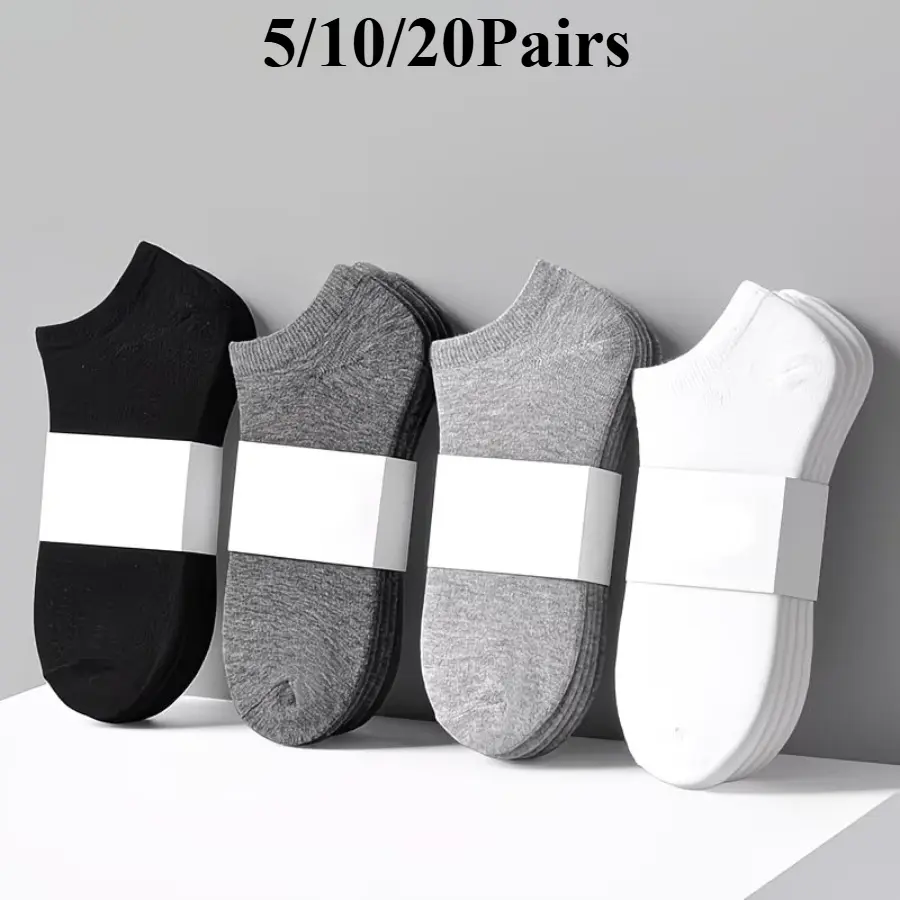 Women's Ankle Socks 5, 10, or 20 Pairs, Sporty Chic Low Cut Basics, Solid Color Breathable Spandex for Athletic Outdoor Sports, Outdoor Sports Socks