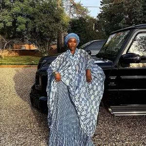 Blue Regal Flow Two Piece Set - Very Stylish Bubu Classy Sophisticated for Any Occasion - Elegant Blue Design with Flowing Pleated Skirt for All Body Types