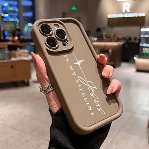 White Text Cross Case for iPhone 16 15 14 Pro Max 13 12 11 XR XS Plus Shockproof Non Slip Military-Grade Protection Silicone Cover