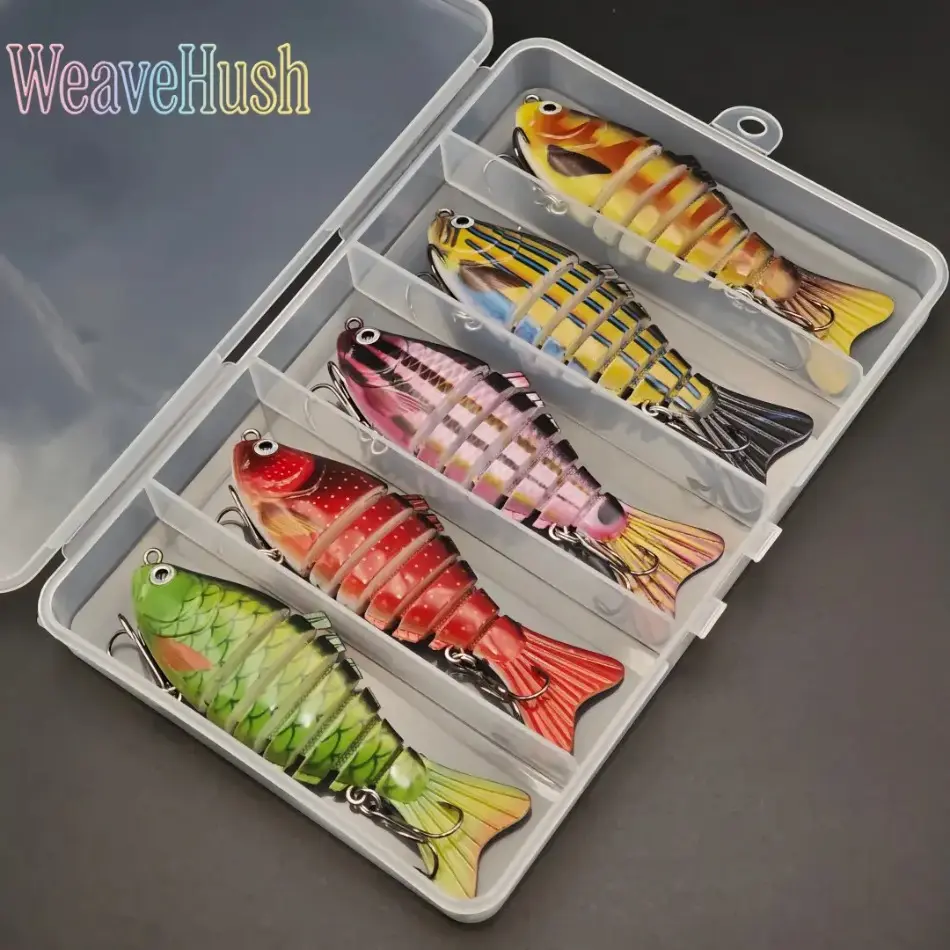 5 Pcs Lifelike Swimbait Fishing Lures, 3.9in Multi-Jointed Slow-Sinking Hard Baits for Freshwater and Saltwater, Freshwater/Salt, Lifelike Shape, Realistic Look