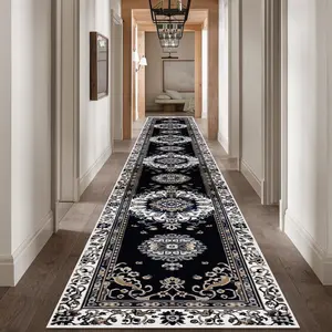 European Classical Style Long Hallway Rug, Boho Runner Rug, Easy Clean Villa Entrance Mat, Durable Bedroom Footstool Pad, Perfect Christmas Gift