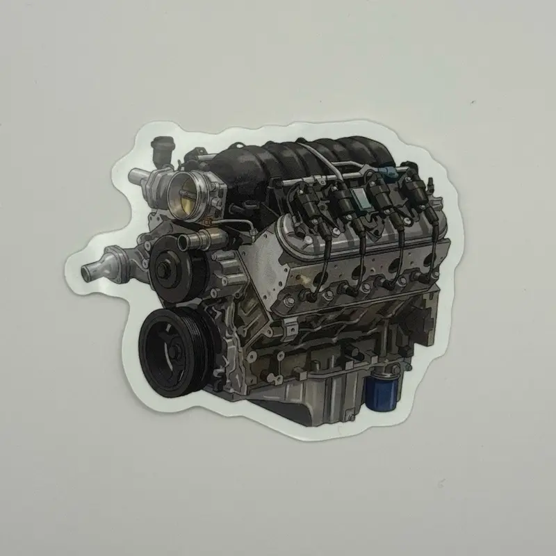LS3 Engine Sticker, Detailed V8 Motor Die-Cut Decal for Toolboxes, Laptops, Water Bottles and Garage Decor