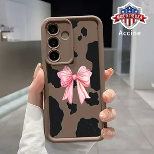 Soft Case Compatible with Galaxy S24 Plus S25 S23 S22 Ultra S24+ Moo Spot Ribbon Full Coverage Enhanced Lens Protection Rugged Durable Shell for Boy