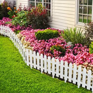 Set of 24 White Plastic Garden Fence Panels Designed for Decorative Landscaping, Featuring a No-Dig Mini Picket Fence Suitable for Rabbit Gardens. Ideal for Villa Gardens,Garden Decor,Decorative Fences