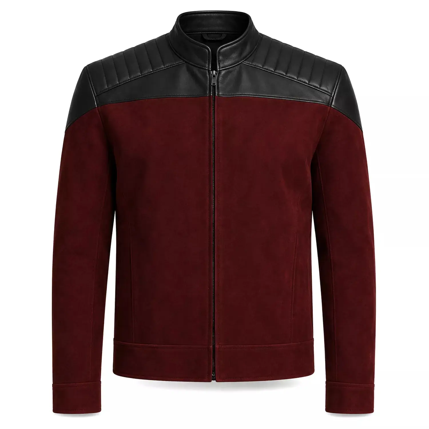 Men’s Burgundy Suede Biker Jacket | Captain Inspired Vintage Outerwear