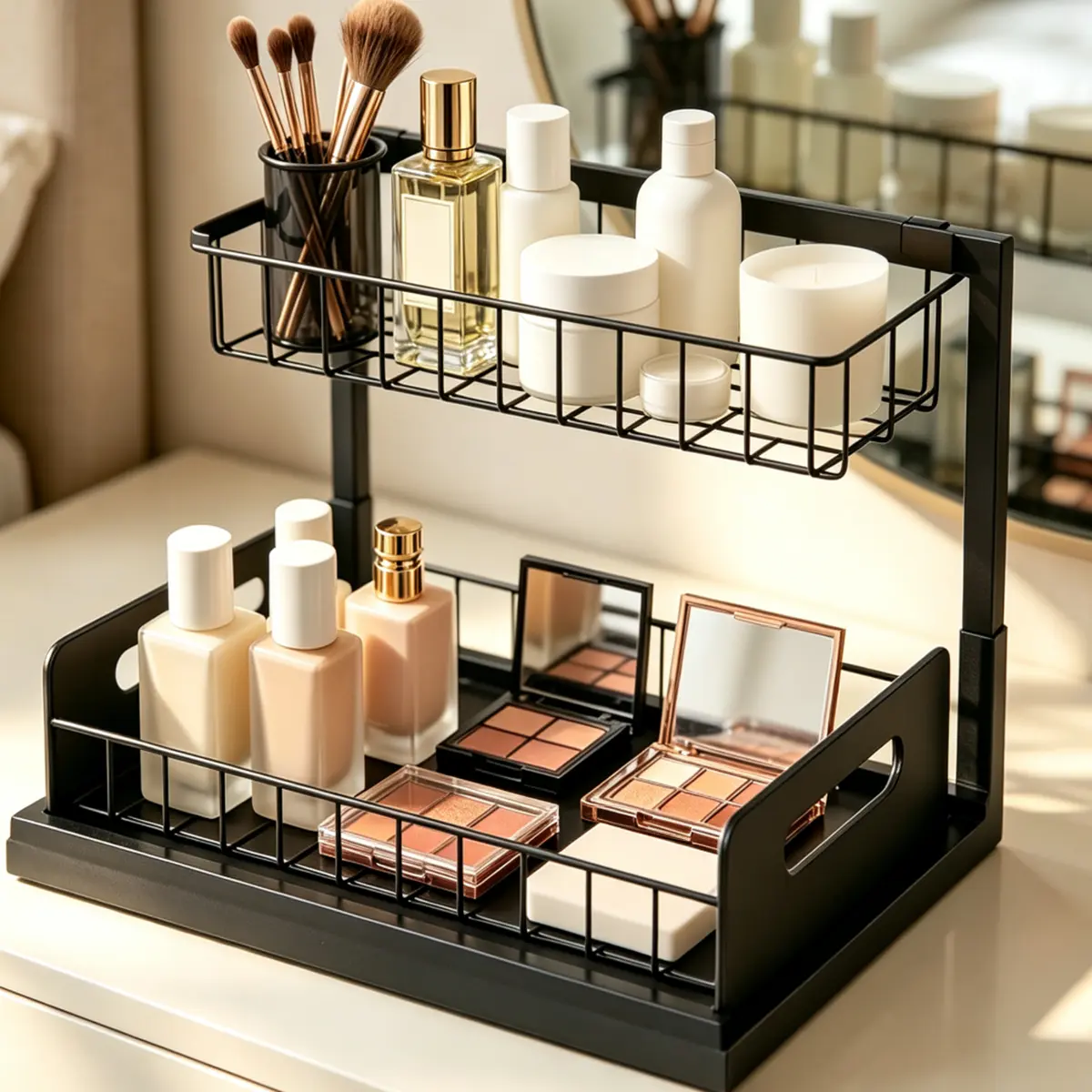 2-Tier Multi-Purpose Countertop Storage Organizer for Bathroom, Kitchen, Desk & Makeup
