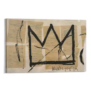 Untitled 1982 Crown Graffiti Canvas Print. Wall Art for Theme Party Decor.  Poster Painting. Adds Urban Charm. Poster Canvas Wall Art For Bedroom Decor Bar Office Room Decor Gift
