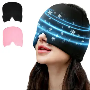 LMMAKE Migraine Relief Cap Black Soothing Headache Hat with Gel Ice Pack for Sinus Puffy Eyes Tension Stress Relief Adjustable Lightweight Portable Cold Heat Therapy - Relaxing