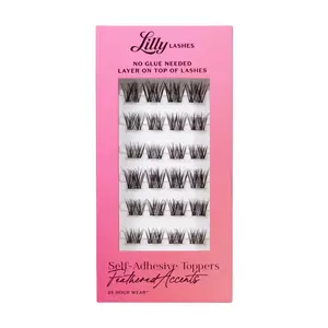 Self-Adhesive Toppers Feathered Accents | Lilly Lashes 3D Faux Mink Eyelashes| No Glue Needed