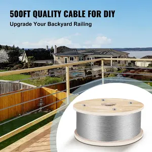 Tuspuzz 316 Stainless Steel Wire Rope 500ft Length, TikTokShopBlackFriday, Steel Wire Cable 3/16 Inch, Steel Cable Railing Decking With 1x19 Strands Construction, 4700lbs Breaking Strength For Stair, Handrail, Clothesline