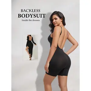 1pc Seamless Body Shaper For Women With Waist Trainer, Tummy Control, Butt Lifter, Backless, Square Collar, Bodysuit
