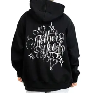 Women's Chicano Art Hoodie - Mother Hood Chola-Cholo Streetwear Top, Full Size, Full Color, Fabric Options, Menswear-Inspired, Short-Sleeve T-Shirt Variant