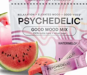 Good Mood Mix - Watermelon - Powder Packets - Calming Kava Drink Mix - Easy Open Single-Serving - Flavored Kava powder - Mucuna Pruriens - Stevia - Non Alcoholic Adaptogen Mocktails - 14 Stick