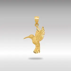 14K Gold Diamond-Cut Hummingbird Pendant - Model K3227