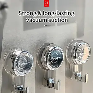 Rotate Vacuum Suction Cup Hooks, Strong Suction Cup, Bathroom Organizing Accessories, Heavy Duty Suction Cups 20 lb, Removable Reusable Suction Shower Hook, Heavy Duty Hangers, Waterproof Wall Hooks for Bathroom, Kitchen Towel, Robe, Loofah, Bags, Coat