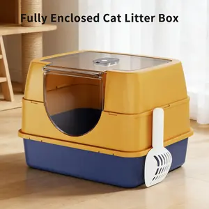 XL Hooded Cat Litter Box with Scoop, Enclosed Cat Potty with Flip-Top Lid for Easy Cleaning, Anti-Tracking & Leak-Proof Design, Odor Control Private Bathroom for Large Cats & Kittens