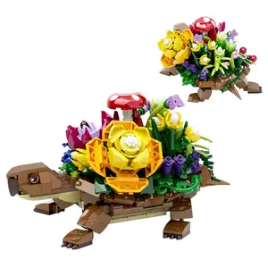 Tortoise Flower Pot Building Blocks Set (510 pcs) – Bring Creative DIY Garden Decor and Nature-Inspired Fun to Halloween, Ideal for Fans and Kids Who Enjoy Crafting and Play
