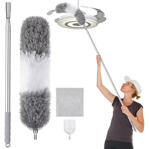 Extendable Duster,with 30-100 inch Adjustable Pole Ceiling Fan Cleaning Duster with Flexible Head Duster with Extension Pole