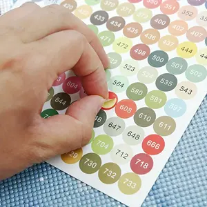 Round Multi-color Number Label Sticker, 4 Counts/set Diamond Arts Colorful Painting Accessory Storage Box Bottle Label, DIY Diamond Arts Colorful Painting Tool, Embroidery Craft Kit