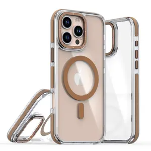 (Case & Nova.) Clear Magnetic Phone Case with Anti-Slip Bicolor Frame, Desert Titanium Style Shockproof Full Cover, Compatible with iPhone 17 Pro Max, 16, 15, 14, 13, 12, 11 beautiful