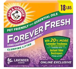 Forever Fresh Clumping Cat Litter Lavender, MultiCat Cat Litter Odor Control 18lb With 20% More Lavender Freshness, With Essential Oils