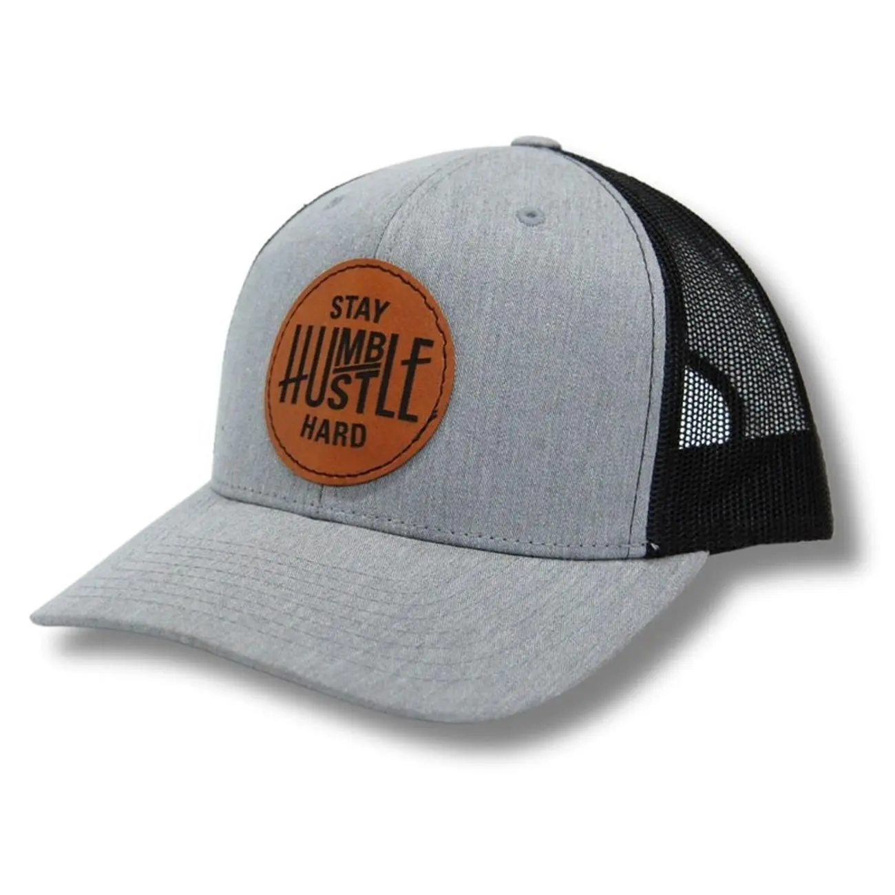 Stay Humble Hustle Hard #1 Trucker Hat  Leather Patch Richardson 112