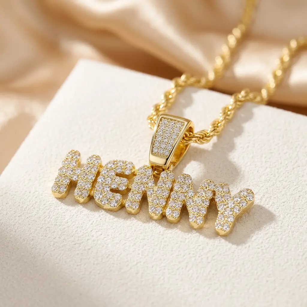 Personalized Iced Out Name Necklace - Custom Bling Pendant for Hip Hop Fashion Accessories