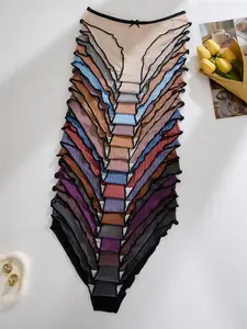 Women's Contrast Binding Bow Decor Panty, Soft Comfy Breathable Knicker for Daily Wear, Underwear for All Seasons, Breathable Elastic Underwear