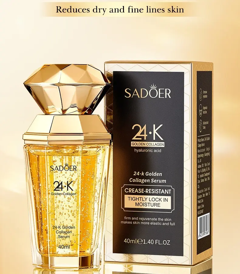 SADOER 24K Golden Collagen Serum 40ml with Hyaluronic Acid for Dry