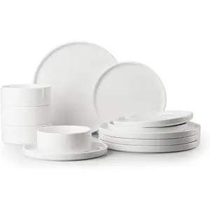 12 Pieces and Sets,White Dish Set for 4,Serving Dinnerware Sets, Chip and Scratch Resistant Dishware Sets Dishes Dining Ware Set