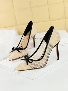 Women's Fashion High Heel Shoes, High Heel Pumps, Butterfly Knot Stiletto Pointed Toe Lace-Up Design, Comfortable & Stylish Footwear for Women