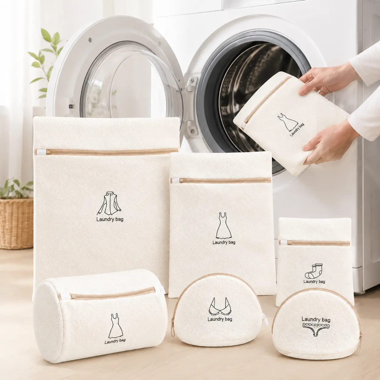 Mesh Laundry Bags for Washing Machine, 6 Pack Zipper Wash Bags for Bras, Socks, Underwear, Sweaters and Delicates