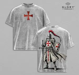 Crusader Knight Christian Knight Templar T-Shirt Vintage Washed, Crusader Armor of God Tee, Jesus Warrior Cross Graphic Shirt, Religious Faith Top, Christian Apparel Gift , Church Outfit