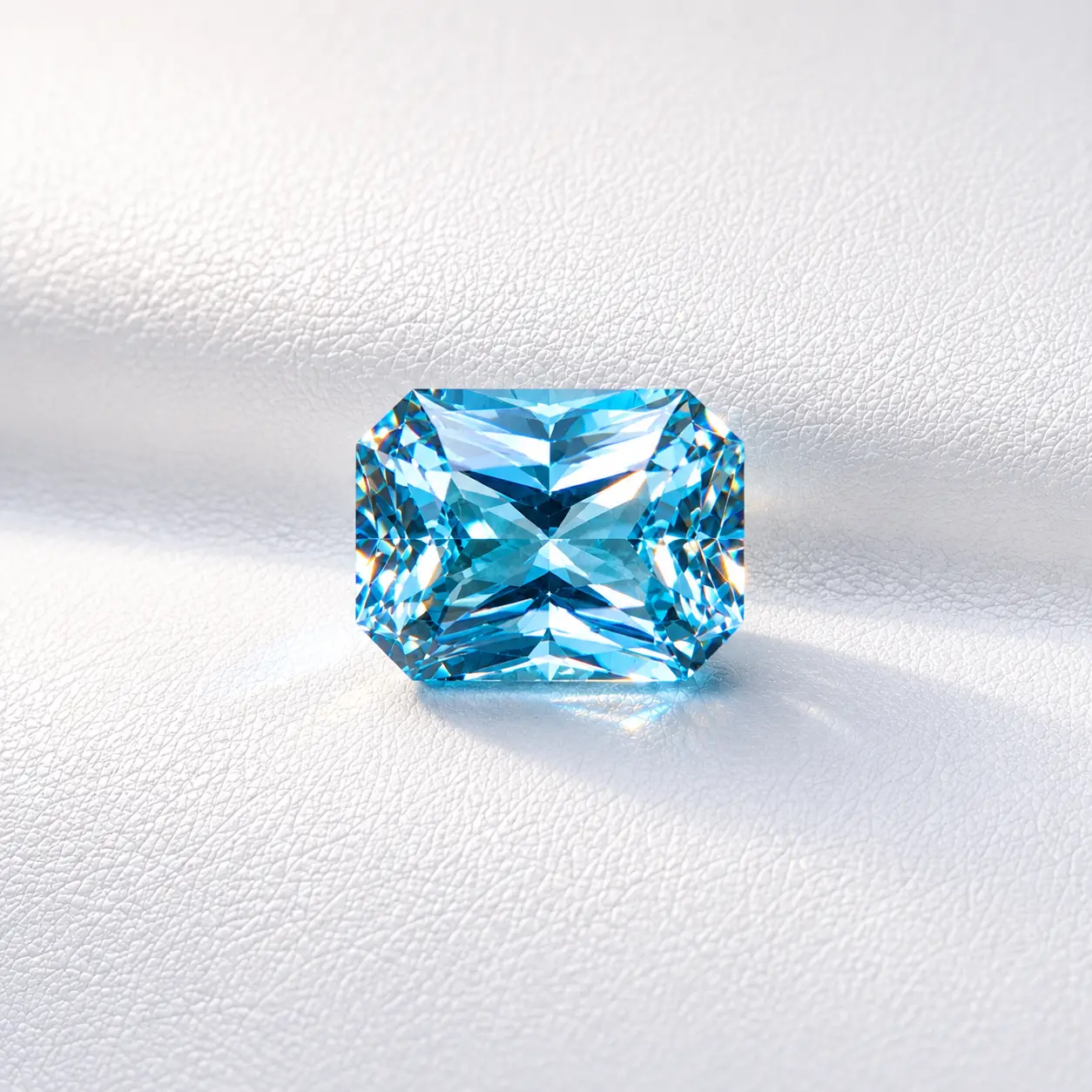 VEYRA 3ct Radiant Aquamarine Color VVS1 Hand-Cut Moissanite GRA Certified Custom Setting Available for Ring, Necklace & Earring