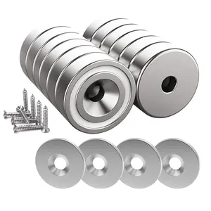 Magnets 25 LB Force, Strong Magnets Size 0.79"*0.28" With Countersunk Hole And Steel Capsule, Pot Magnet With 12 Steel Counterparts