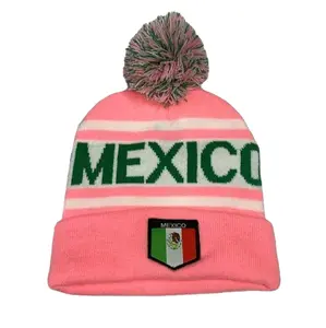 Winter Mexico Beanie - Pink, White, and Green Color for Women stylish headwear hats custom ehats