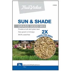 212 MAIN Barenbrug USA TV Sun & Shade Grass Seed Mix, 3LB Turf Grass Seed Blend Bag, Outdoor Use, Includes Coverage Info