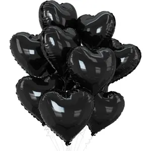 Black Heart Balloons,10Pcs Black Foil Heart Shaped Love Balloons,18Inch Black Helium Mylar Balloons for Valentines,Engagement,Brithday,Anniversary,Wedding Party Decorations