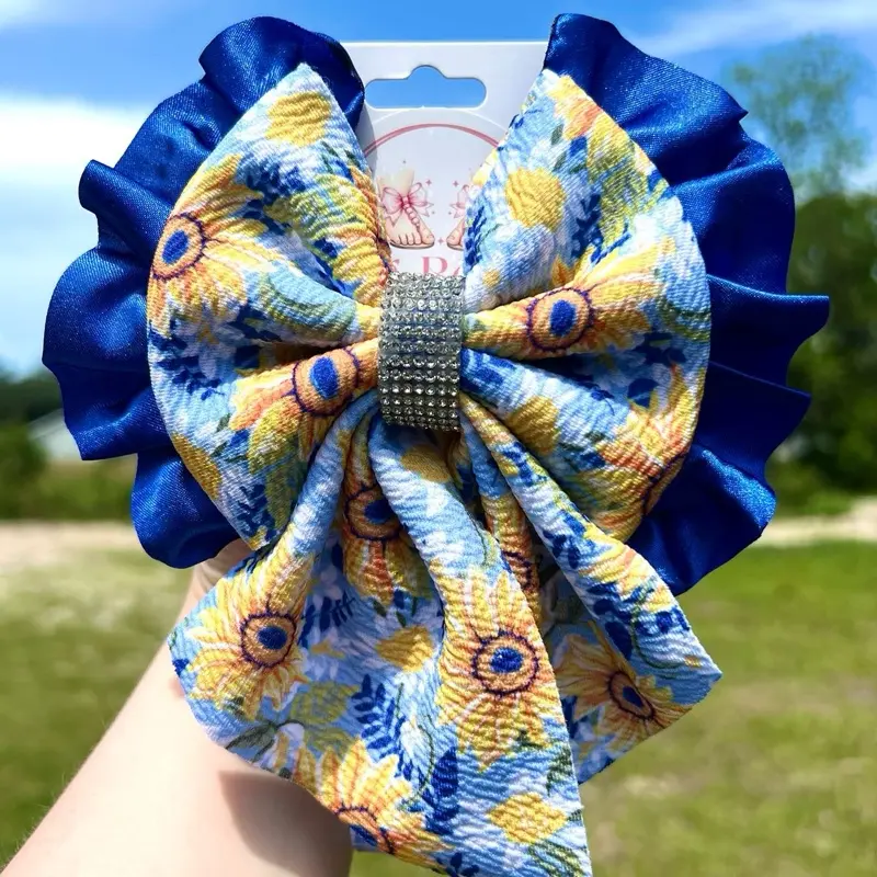 4” Sunflower Sailor Fabric Bow