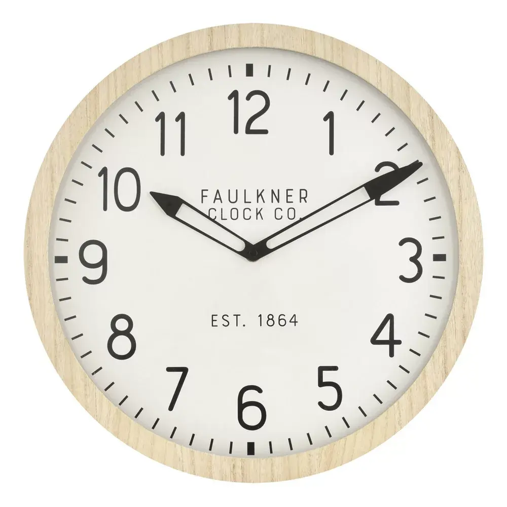 16" Wall Clock Wood - Threshold: Round MDF Off-White Face Traditional Style