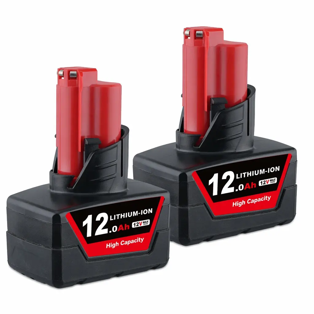 2-Pack Milwaukee M12 12V MAX Battery 12.0Ah Replacement for M12B6, Compatible with Milwaukee 48-11-2440 Cordless Drill Impact Driver
