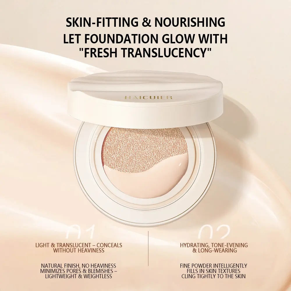 Ginseng Energy CC Cushion Foundation Makeup Cream, Hydrating Natural Finish, Conceals Imperfections, Waterproof Sweatproof, Includes Replacement Core